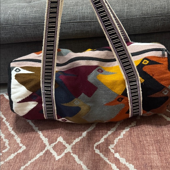 Southwestern Kilim Wool Blend Weekender Duffel Bag | Boho Travel Bag - Picture 4 of 9